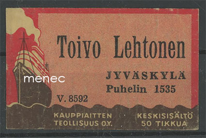 Kauppiasetikettejä, Toivo Lehtonen, Jyväskylä, 2 kpl 