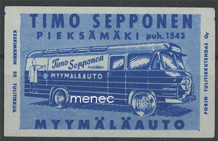 Tulitikkuetiketti, Timo Sepponen, Pieksämäki, myymäläauto 