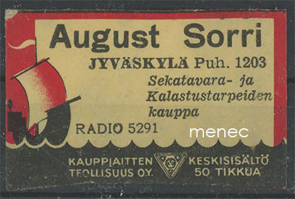Kauppiasetiketti, August Sorri, Jyväskylä 