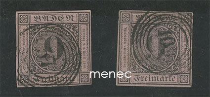 Saksa, Baden 1851, 9 Kr, 2 kpl 