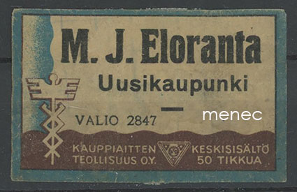 Kauppiasetiketti, M. J. Eloranta, Uusikaupunki 