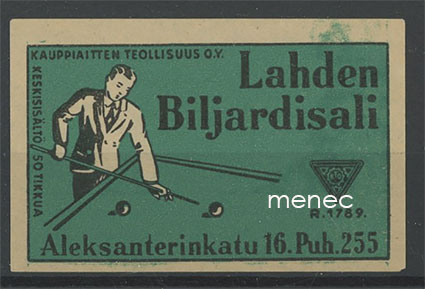 Tulitikkuetiketti, Lahden Biljardisali 