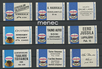 Paulig-kahvilaetikettisarjaa, 9 kpl 