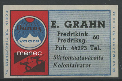 Tulitikkuetiketti, E. Grahn, Helsinki 