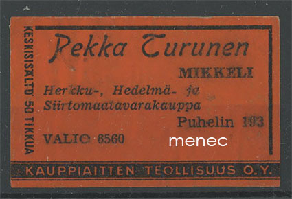 Kauppiasetiketti, Pekka Turunen, Mikkeli 