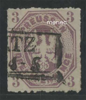 Saksa, Preussi, kotkakäyttömerkki 1865, 3 Pf 