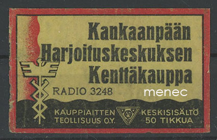 Tulitikkuetiketti, Kankaanpään Harjoituskeskuksen Kenttäkauppa 