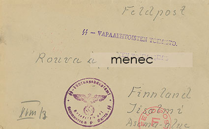 SS-Feldpost 29.5.1942, SS- Vapaaehtoisten toimisto, suomalaiselle SS-miehelle 