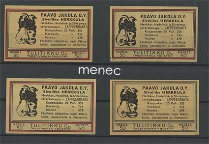 Neljä kauppiasetikettiä, Paavo Jakola, sivuliike Herkkula, Lappeenranta 