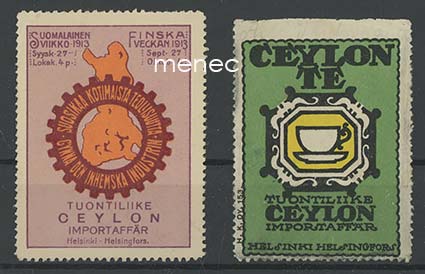 Kaksi teemainosmerkkiä, Tuontiliike Ceylon, Helsinki 