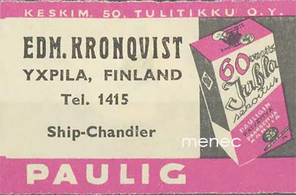 Kauppiasetiketti, Paulig, Edm. Kronqvist, Ykspihlaja, Kokkola 