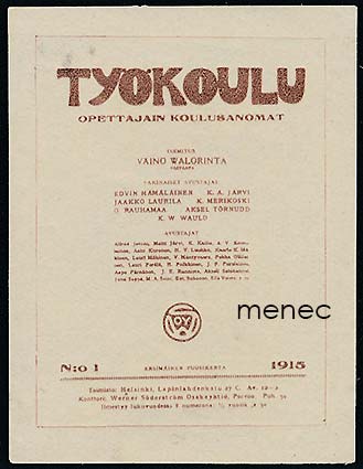 Mainosmerkki, Työkoulu. Opettajain koulusanomat 