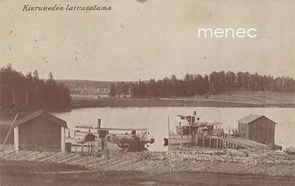 Kiuruvesi, laivasatama, kaksi höyrylaivaa ja ihmisiä laiturilla 