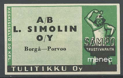 Seppä-etiketti, vihreä, L. Simolin, Porvoo 
