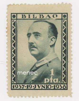 Espanja, sisällissota, Bilbao, Franco 1 pta 1938, vinjetti 