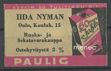 Kauppiasetiketti, Paulig, Iida Nyman, Oulu 