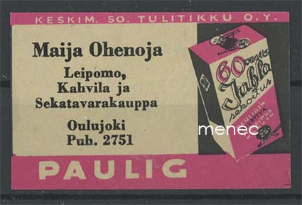 Kauppiasetiketti, Paulig, Maija Ohenoja, Oulujoki 