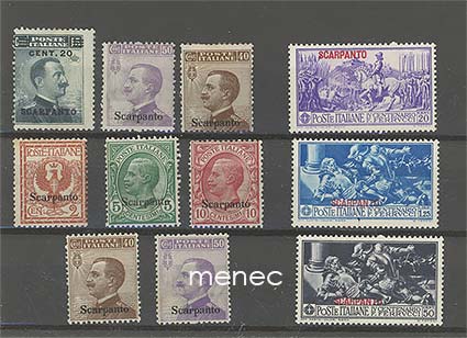 Italia, Egean meren saaret 1912, Scarpanto, 11 kpl 