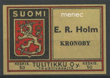 Tulitikkuetiketti, E. R. Holm, Kruunupyy 