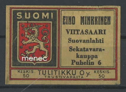Tulitikkuetiketti, Eino Minkkinen, Viitasaari 
