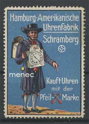 Saksa, mainosmerkki, hampurilais-amerikkalainen kellotehdas Schramberg 