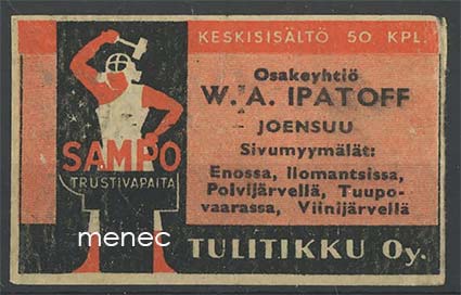 Seppä-etiketti, W. A. Ipatoff, Joensuu 