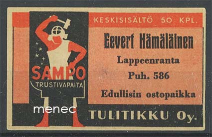 Seppä-etiketti, Eevert Hämäläinen, Lappeenranta 