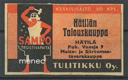 Seppä-etiketti, Hätilän Talouskauppa, Hämeenlinna 