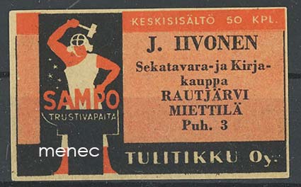 Seppä-etiketti, J. Iivonen, Rautjärvi, Miettilä 