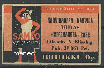 Seppä-etiketti, Kahvikauppa -kahvila Uuras, Liisankatu 6 