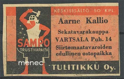 Seppä-etiketti, Aarne Kallio, Vartsala, Salo 