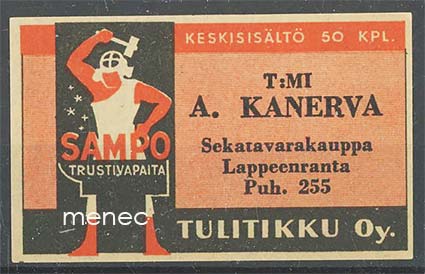 Seppä-etiketti, T:mi A. Kanerva, Lappeenranta 