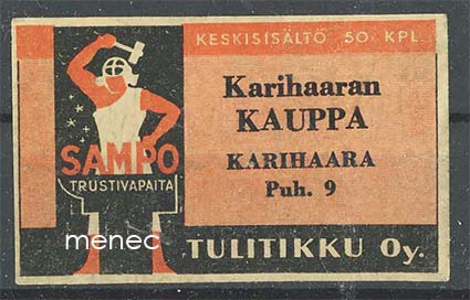 Seppä-etiketti, Karihaaran Kauppa, Kemi 