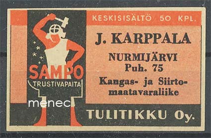 Seppä-etiketti, J. Karppala, Nurmijärvi 
