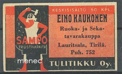 Seppä-etiketti, Eino Kaukonen, Lauritsala, Tirilä 