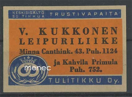 Kauppiasetiketti, V. Kukkonen, Helsinki 