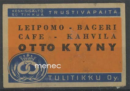 Kauppiasetiketti, Leipomo - kahvila Otto Kyyny 