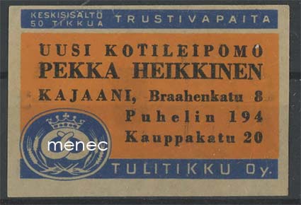 Kauppiasetiketti, Pekka Heikkinen, Kajaani 