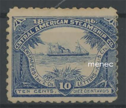 USA/Meksiko, Central American Steamship Co 1886, 10c 