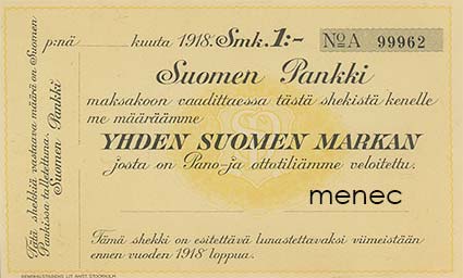 Shekki 1918, 1 mk 