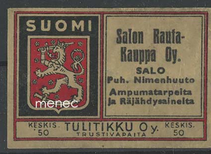 Tulitikkuetiketti, Salon Rautakauppa 