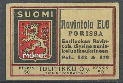 Tulitikkuetiketti, Ravintola Elo Porissa 