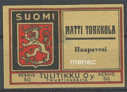 Tulitikkuetiketti, Matti Torkkola, Haapavesi 