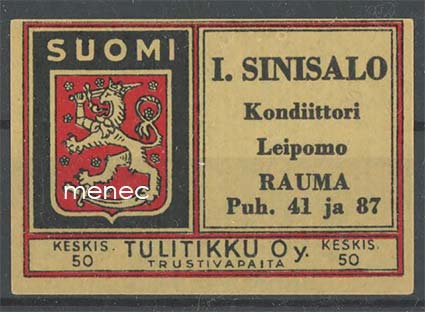 Tulitikkuetiketti, I. Sinisalo, Rauma 