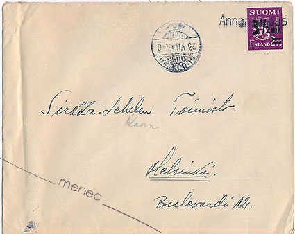Postilähetys, Annantehdas/Suojärvi 1943 