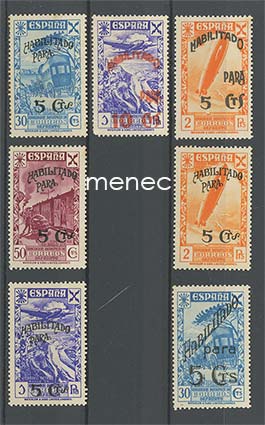 Espanja, sisällissota, Asociacion Benefica de Correos, postin edistäminen, Zeppelin ym. liikennevälineitä, 7 kpl 