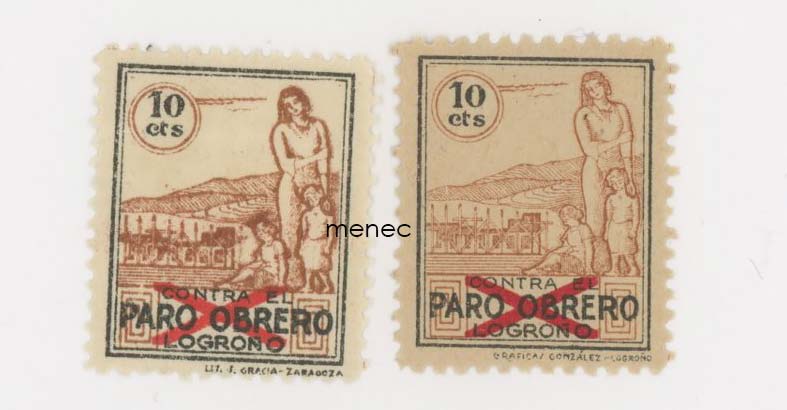 Espanja, sisällissota, työttömille, ylipainamalla, 2 kpl 