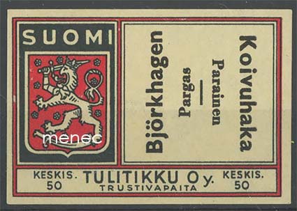 Tulitikkuetiketti, Koivuhaka, Parainen 