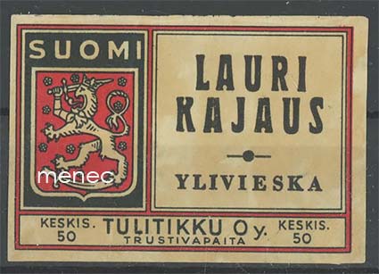 Tulitikkuetiketti, Lauri Kajaus, Ylivieska 