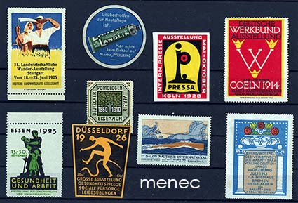 Saksa, mainosmerkkejä 1910-1920-luvuilta, 9 kpl 